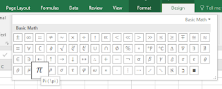 Symbol Pi dalam Excel